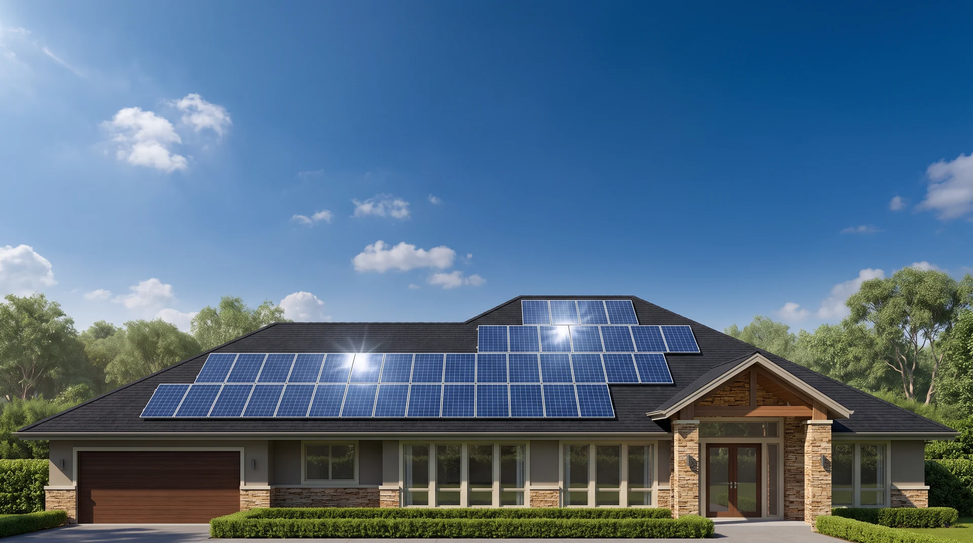 Florida home with freshly cleaned rooftop solar panels