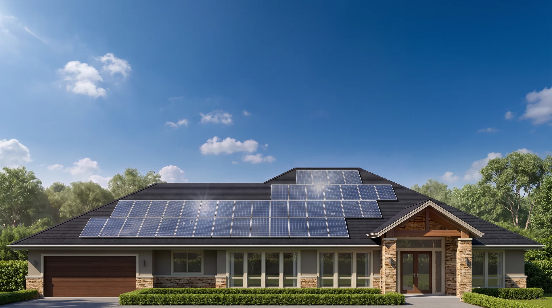 The same home with dirty, dusty solar panels